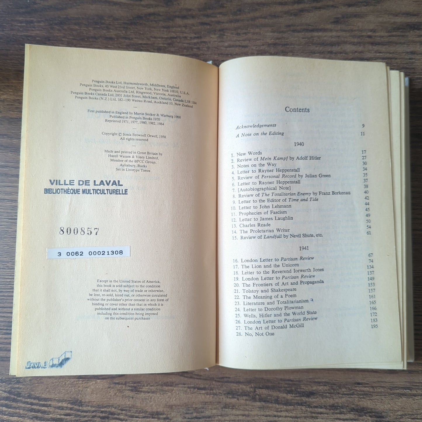 The Collected Essays, Journalism and Letters of George Orwell Volume 2: My Country Right or Left (1940-1943)