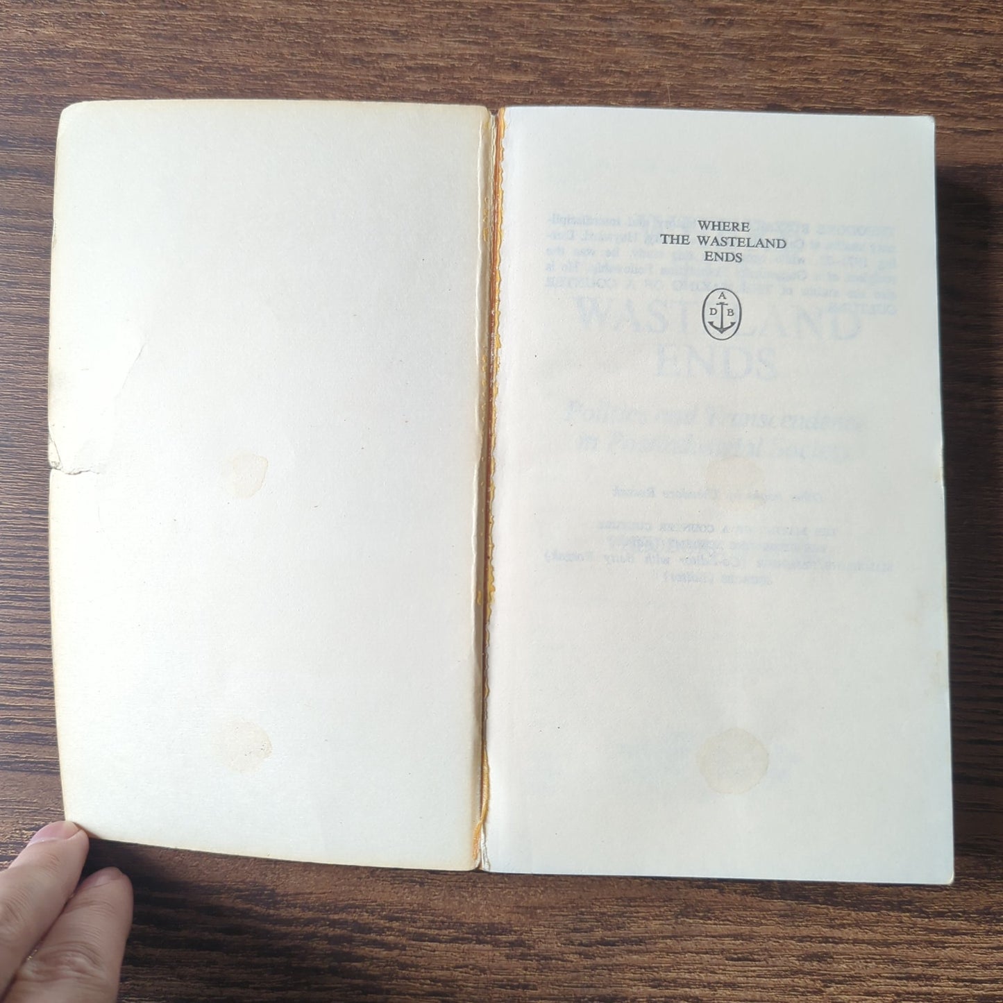 Where The Wasteland Ends - Politics and Transcendence in Postindustrial Society