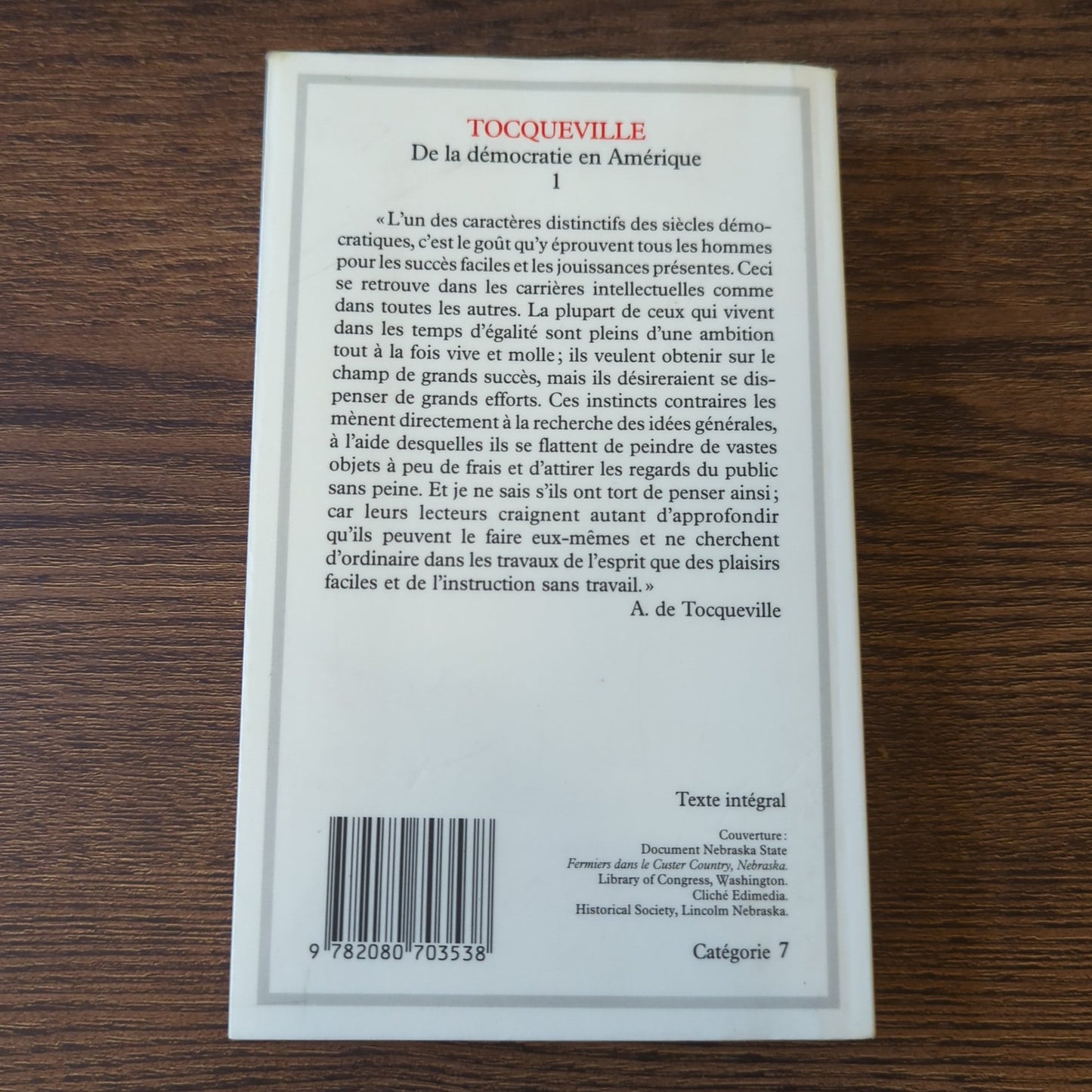 De la Démocratie en Amérique, Tome 1