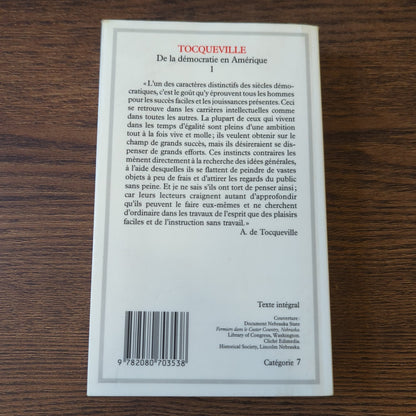 De la Démocratie en Amérique, Tome 1